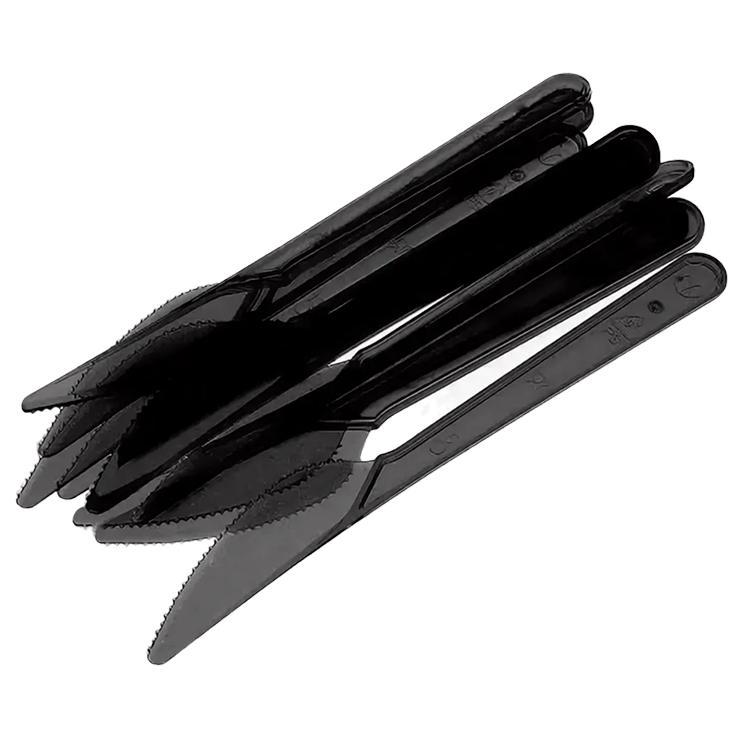 Ножи Мистерия 180 мм кристалл столовые чёрные пластиковые, флоу-пак