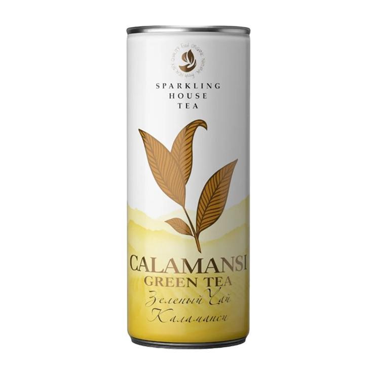 Чай холодный Sparkling house tea зеленый чай газированный со вкусом каламанси 330 мл., ж/б