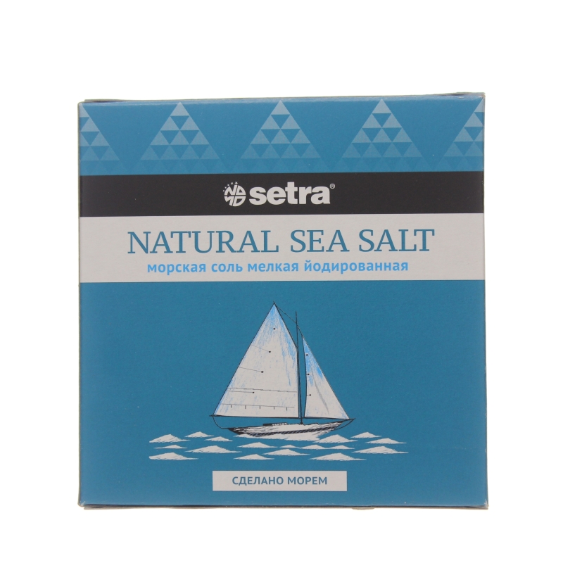 Соль Setra пищевая морская йодированная мелкая, 500 гр., картон