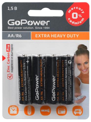 Батарейки GoPower АА 4 штуки, блистер