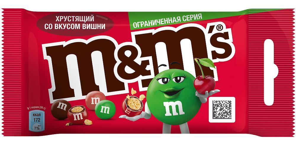 Драже M&M's вишня 36 гр., флоу-пак