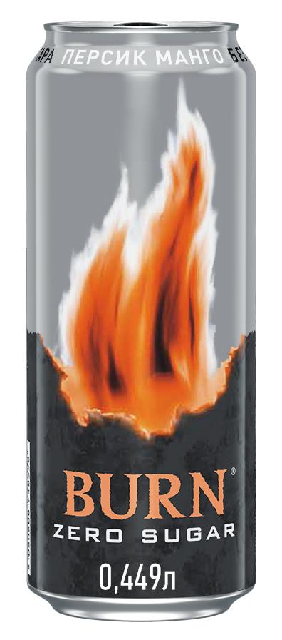 Напиток энергетический Burn Peach Zero 449 мл., ж/б