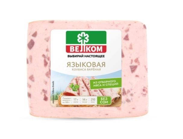Колбаса Велком Языковая в натуральной оболочке кусок 400 гр., в/у