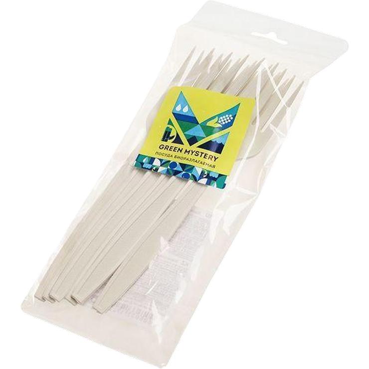 Вилка одноразовая Green Mystery 180 мм биоразлагаемая кукурузный крахмал, пакет