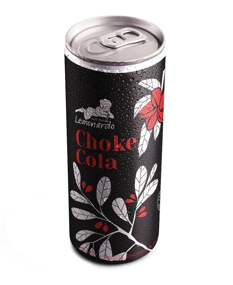 Напиток газированный Lemonardo Choke Cola кола черноплодная рябина без сахара 330 мл., ж/б