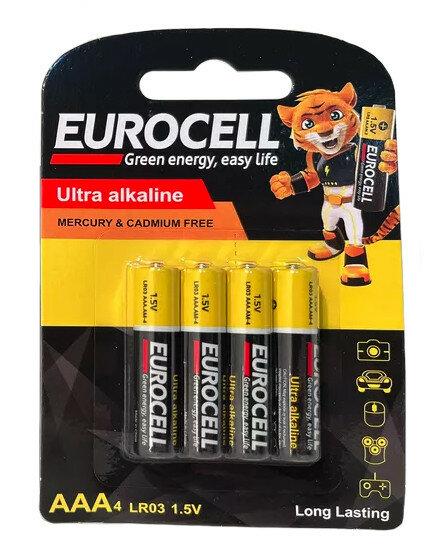 Батарейки Eurocell алкалиновые ААА 4 шт., блистер