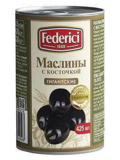 Маслины FEDERICI Гиганские с/к 420 гр., ж/б