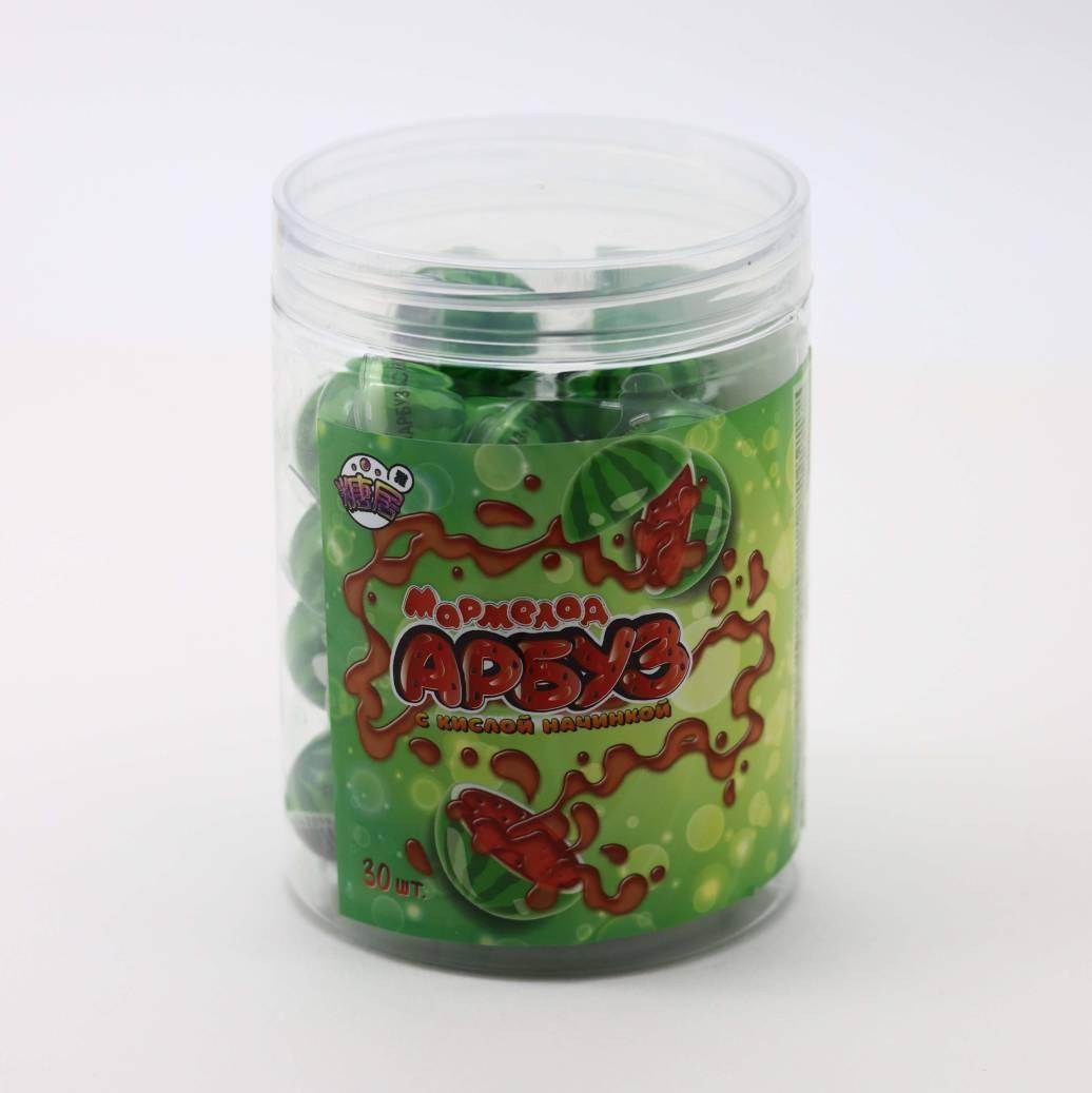 Мармелад Candy Fan lab Арбуз с кислой начинкой 9 гр., пластик