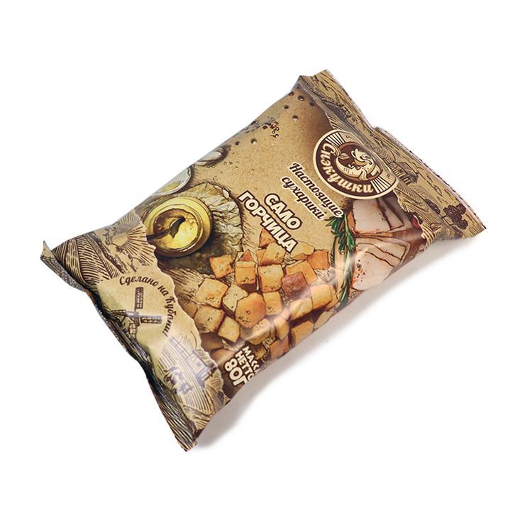 Сухарики Снэкушки пшеничные сало горчица 80 гр., флоу-пак