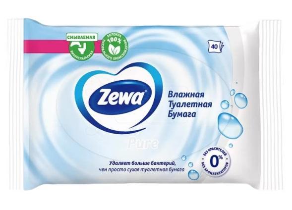 Бумага туалетная влажная Zewa Pure 40 шт., флоу-пак