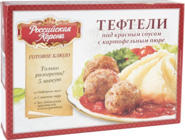 Готовое блюдо Российская корона Тефтели под красным соусом с картофельным пюре