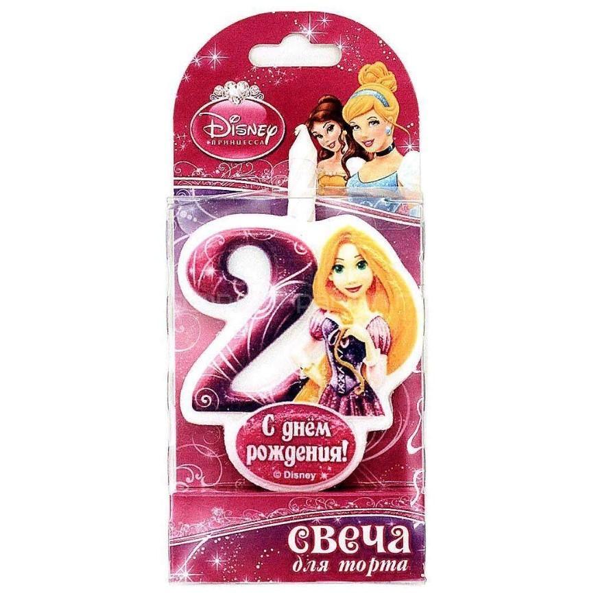 Свеча для торта Disney принцесса цифра 2, блистер