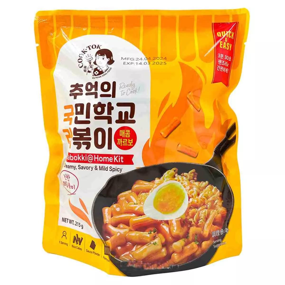 Рапокки COOK-TOK Rabokki&Home Kit Spicy Carbonara for Pan-frying с острым соусом Карбонара рамен с рисовыми палочками 215 гр., дой-пак
