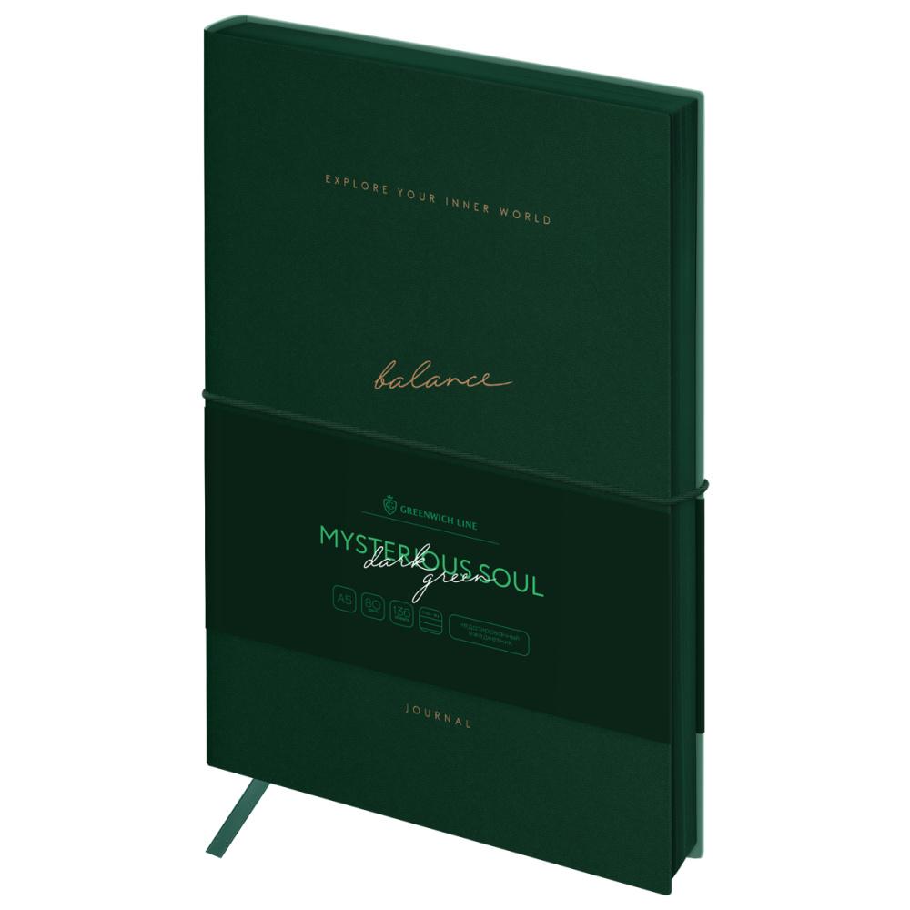 Ежедневник Greenwich Line Mysterious soul Dark green недатированный А5 136 листов тонированный блок цветной срез кожзам., пакет