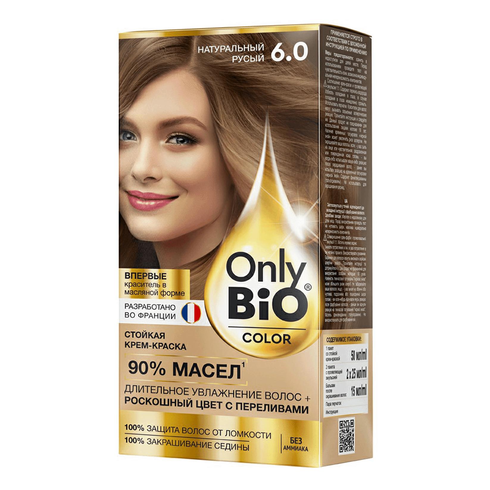 Крем краска Fito косметик Only Bio COLOR стойкая тон 6.0 натуральный русый 115 мл., картон