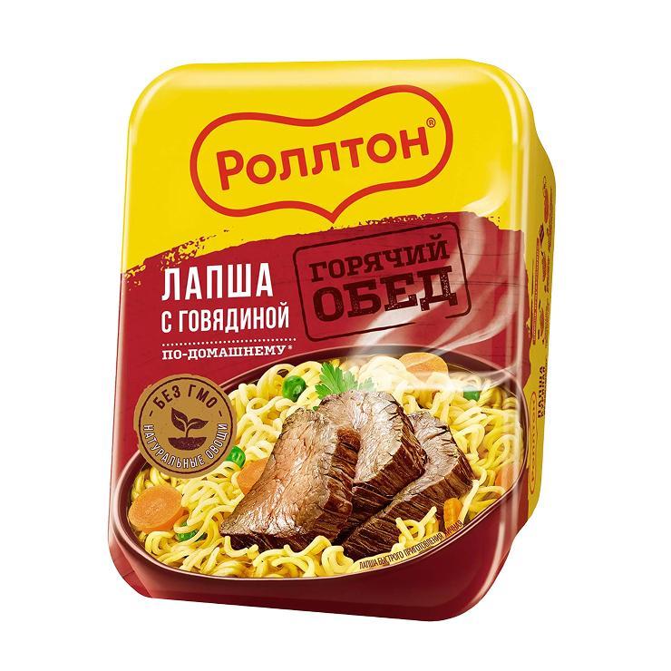 Лапша Роллтон быстрого приготовления по-домашнему говядина 90 гр., лоток