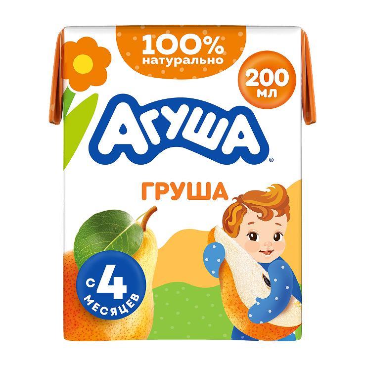 Сок Агуша груша осветленный гипоалергенный с 4 месяцев, 200 мл., тетра-пак