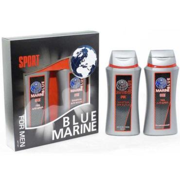 Подарочный косметический для мужчин шампунь 250 мл., + гель для душа 250 мл. Festiva Blue Marine Sport, картон