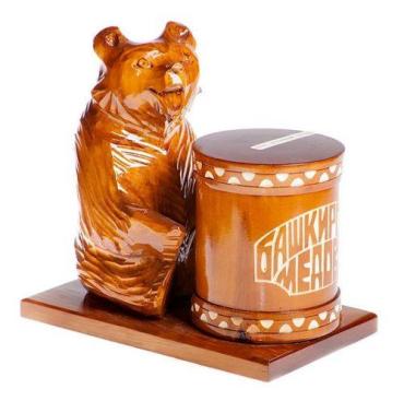 Мёд Башкирская медовня липовый Медведь за бочкой, 3 кг, подарочная упаковка