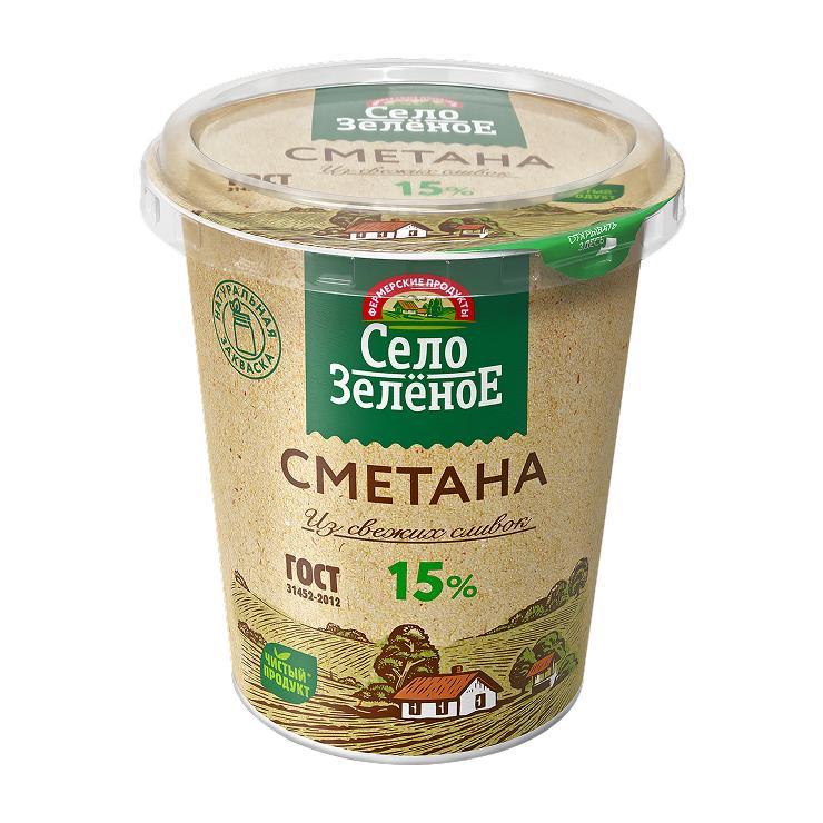 Сметана Село Зелёное 15% 300 мл., ПЭТ