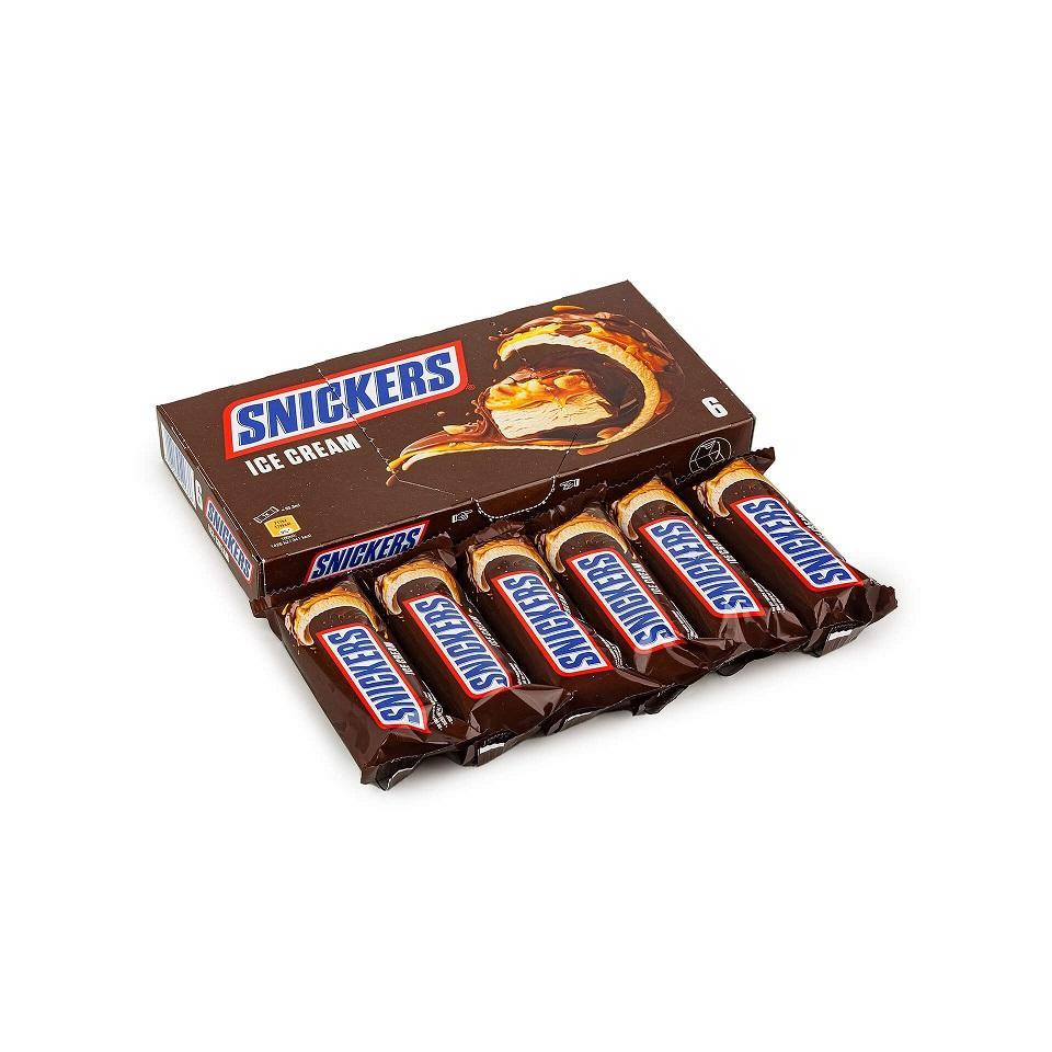Мороженое Snickers батончик карамель арахис в глазури 45,6 гр., флоу-пак