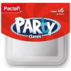 Тарелки одноразовые Paclan Party пластиковые белые 18х18 см. 6 шт., пакет