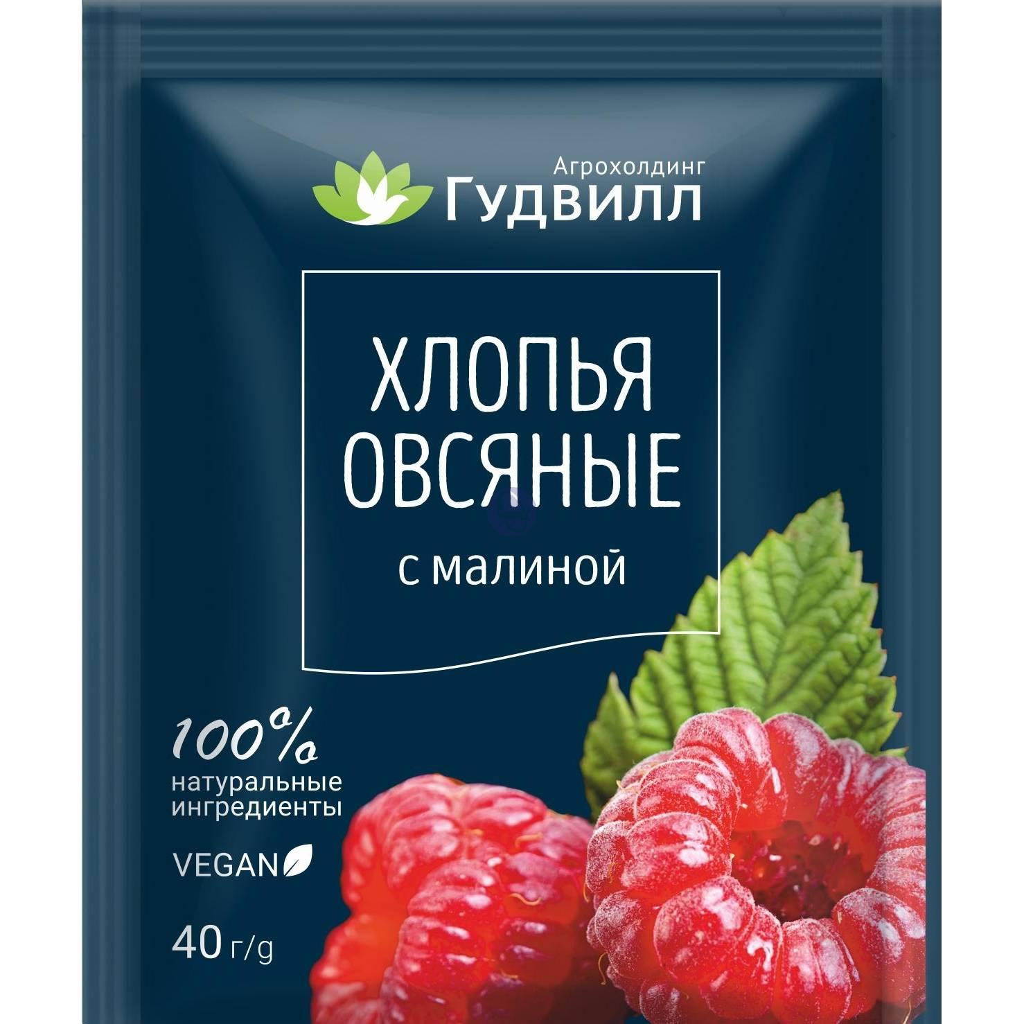 Каша Гудвилл Овсяная с малиной, 40 гр., саше
