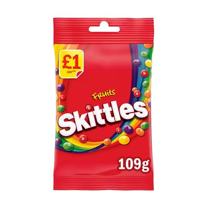 Драже Skittles Vegan Chewy Sweets Fruit Flavoured Treat Bag 109 гр., флоу-пак