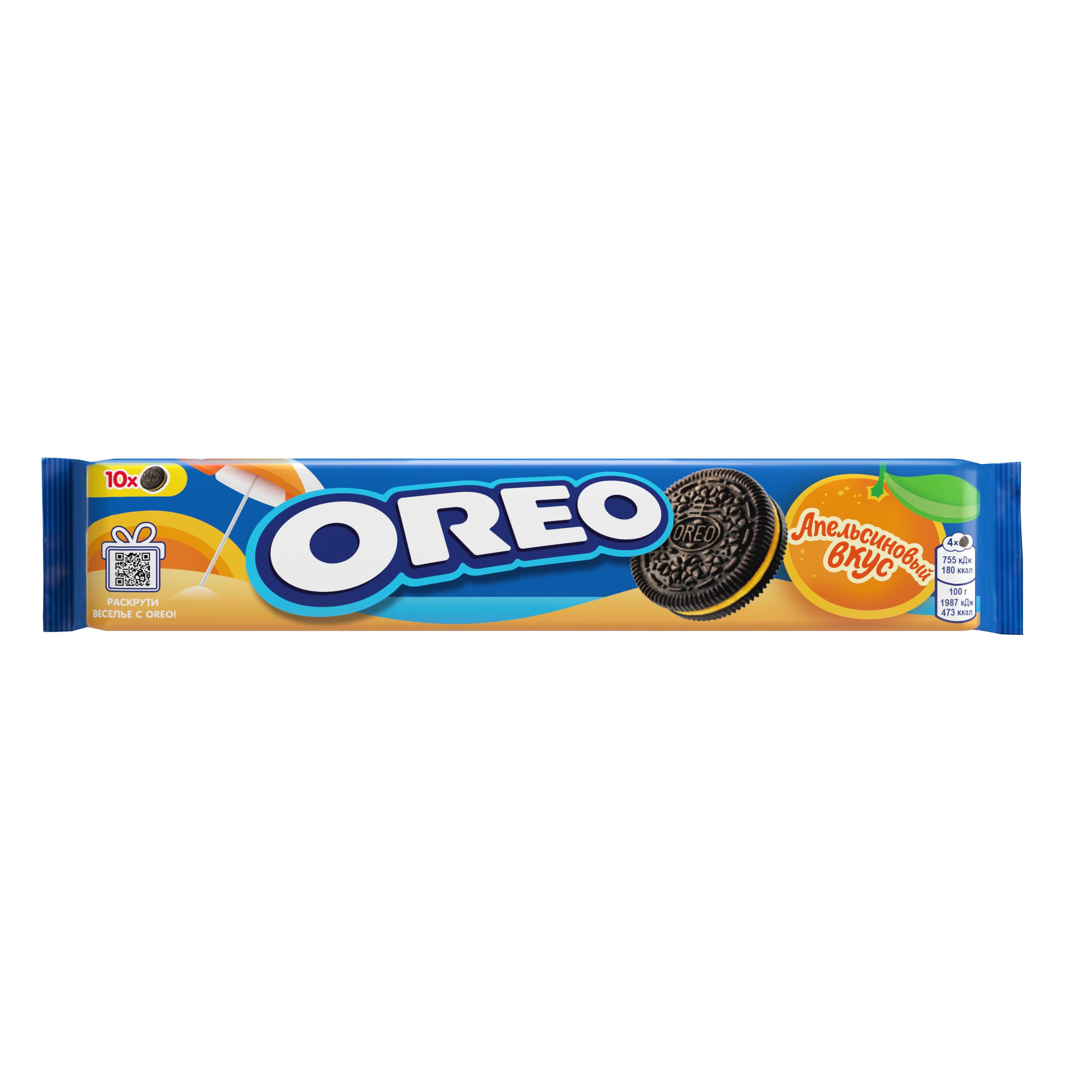 Печенье Oreo с какао и начинкой с апельсиновым вкусом 95 гр., флоу-пак