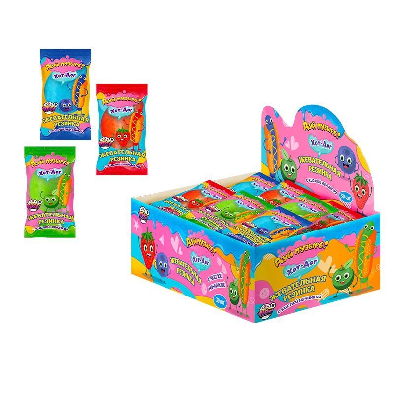 Жевательная резинка Fun Candy Lab Дуй пузырь! Хот-дог с кислой начинкой 15 гр., флоу-пак