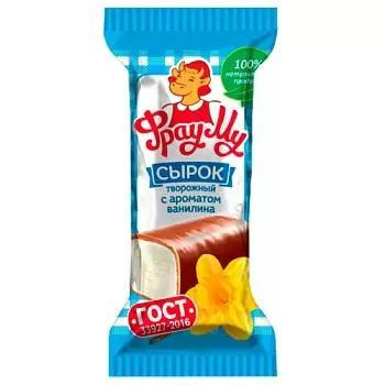 Сырок творожный Фрау Му глазированный ваниль 27% ГОСТ 40 гр., флоу-пак