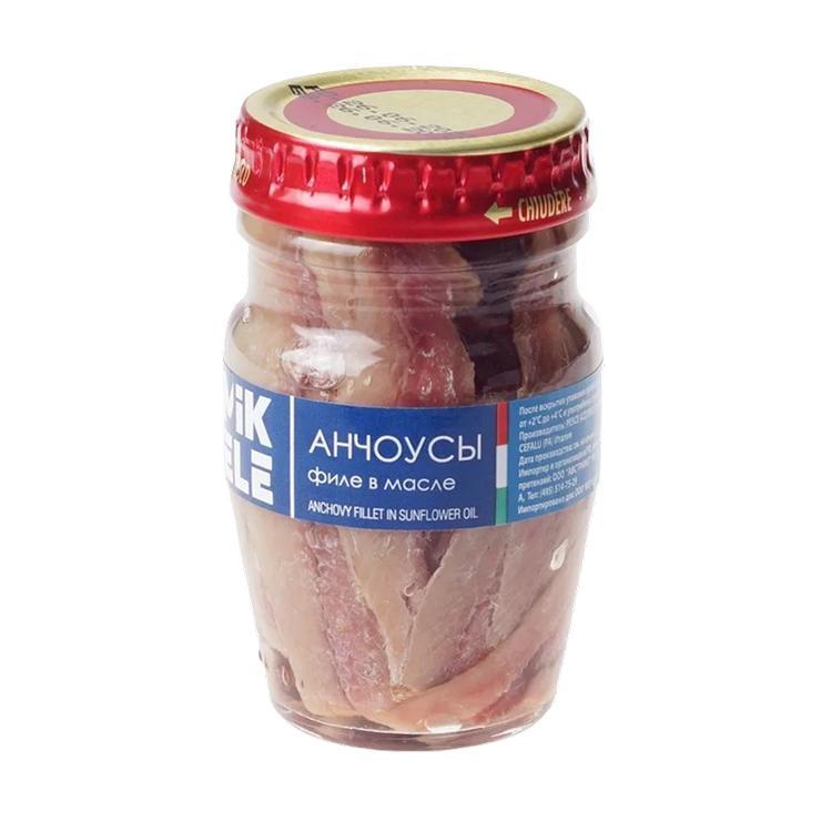 Анчоусы MIKELE филе в масле 80 гр., стекло
