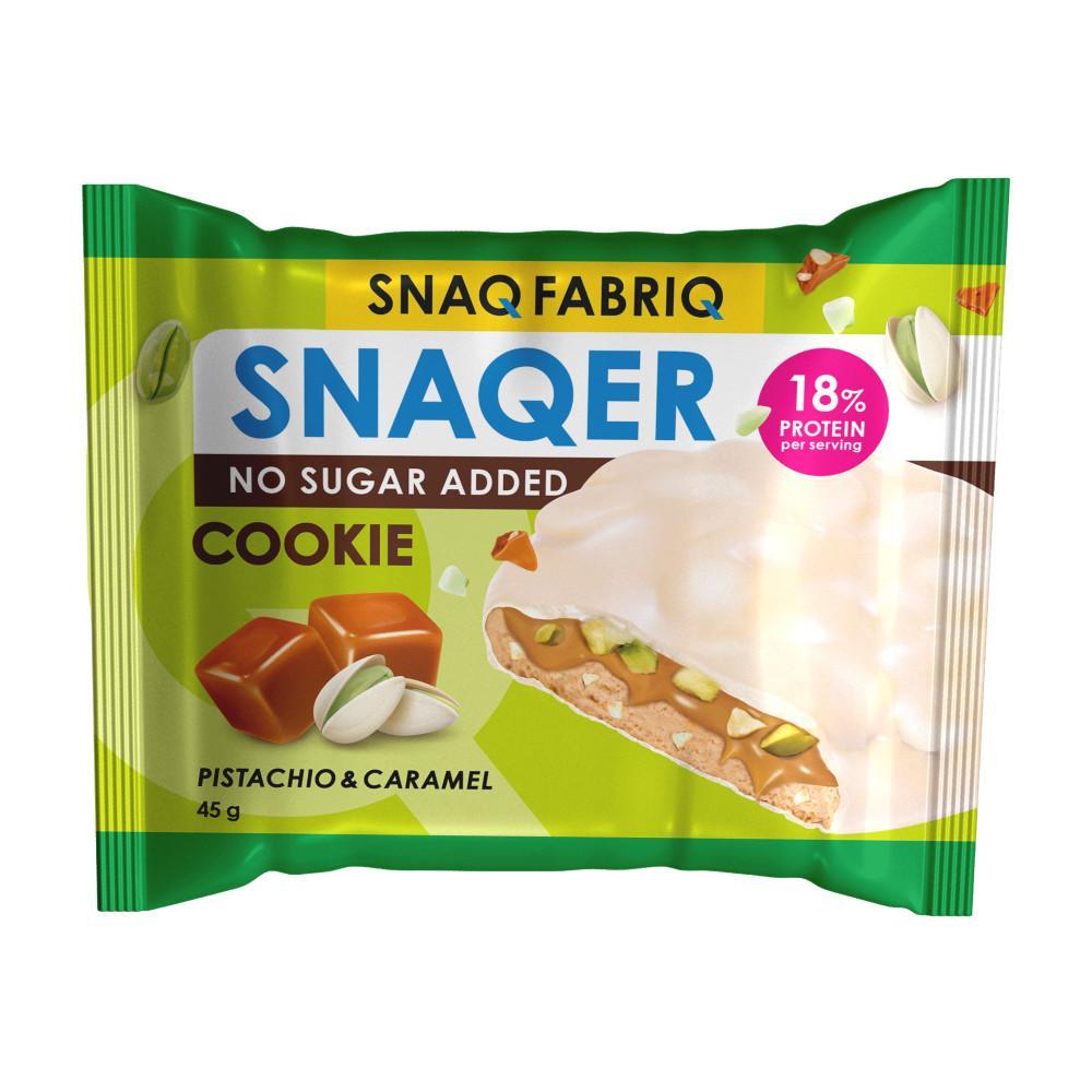Печенье протеиновое глазированное Snaq Fabriq Snaquer Фисташка и карамель 45 гр., флоу-пак