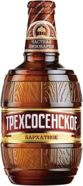 Пиво Бархатное темное Трехсосенское 4.6%, 500 мл., стекло