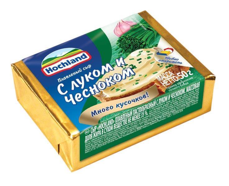 Сыр Hochland  плавленый лук-чеснок, 50 гр., ПЭТ