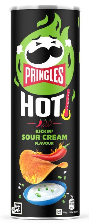 Чипсы Pringles Hot Kickin' Sour Cream острая сметана 160 гр., туба