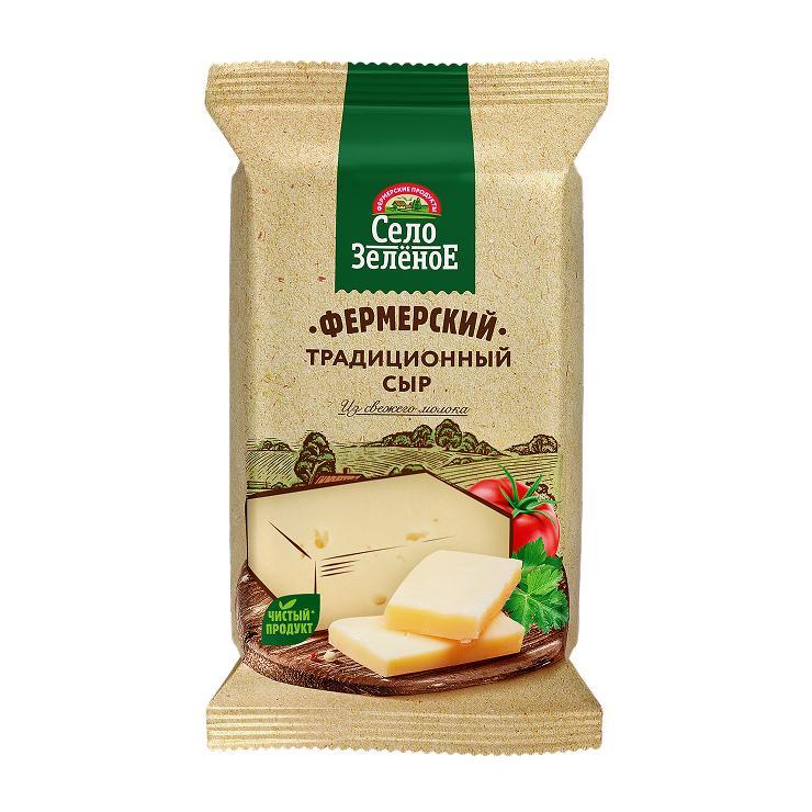Сыр Село Зелёное Фермерский Традиционный сыр 40% брусок 200 гр., флоу-пак