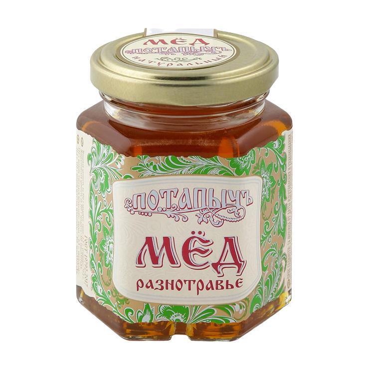 Мёд Потапыч натуральный разнотравье 250 гр, стекло