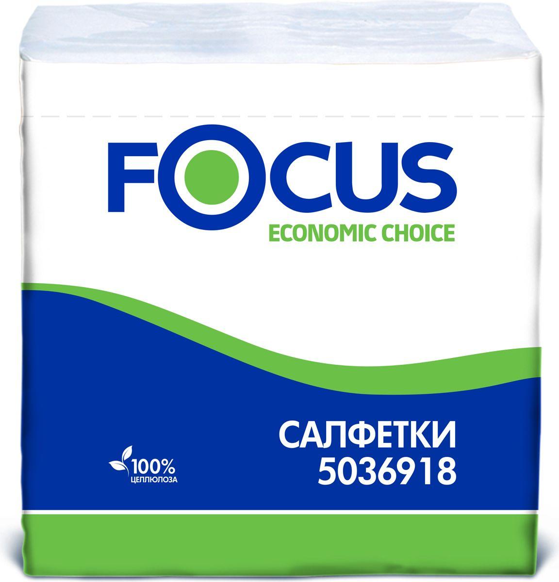 Салфетки 24х24 см., 1 слой 100 шт., Focus Economic Choice, пластиковая упаковка