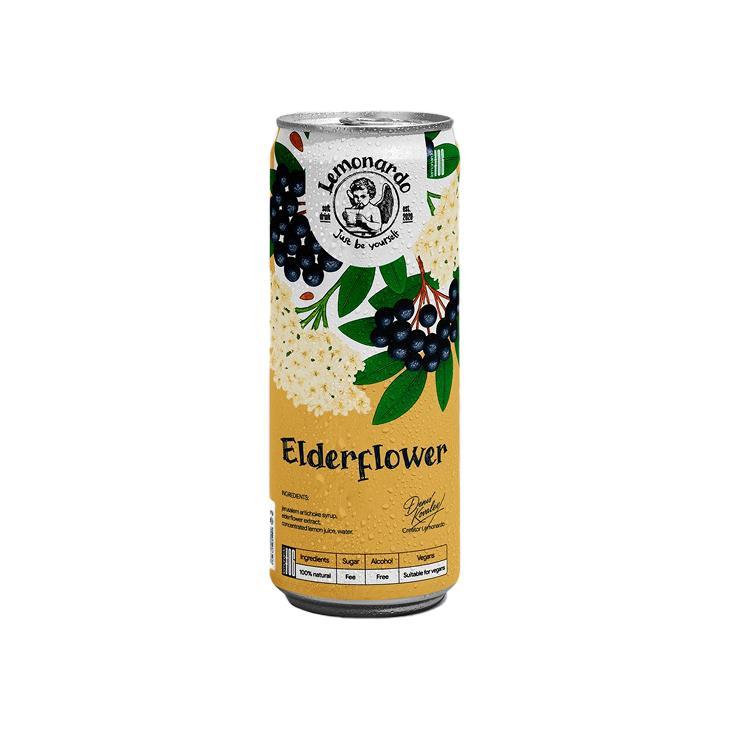 Напиток газированный Lemonardo Elderflower цветы бузины без сахара 330 мл., ж/б