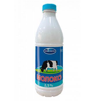 Молоко Экомилк пастеризованное 2,5% 930 мл., ПЭТ