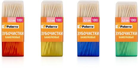 Зубочистки деревянные, 6,5 см., 100 шт., Paterra, пластиковая банка