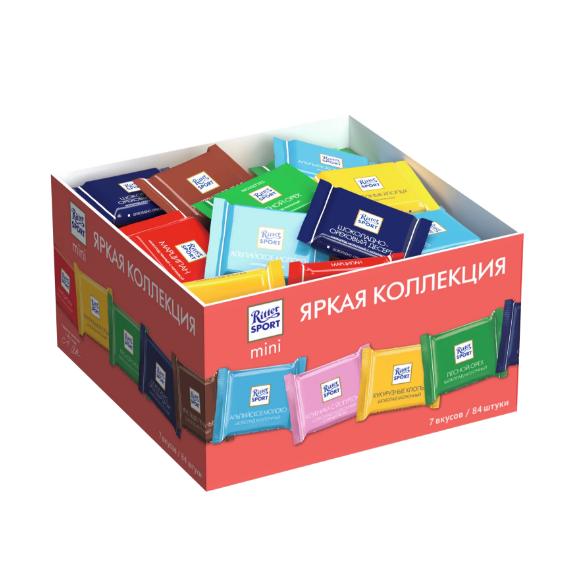 Шоколад Ritter Sport Bunter mix 7 сортов мини 16,7 гр. 84 штуки 1400 гр., флоу-пак