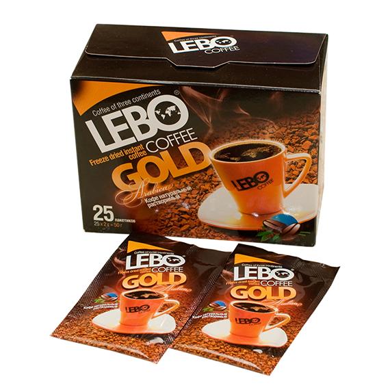 Кофе растворимый Lebo Extra сублимированный порционный 25 пакетиков, 50 гр., картон