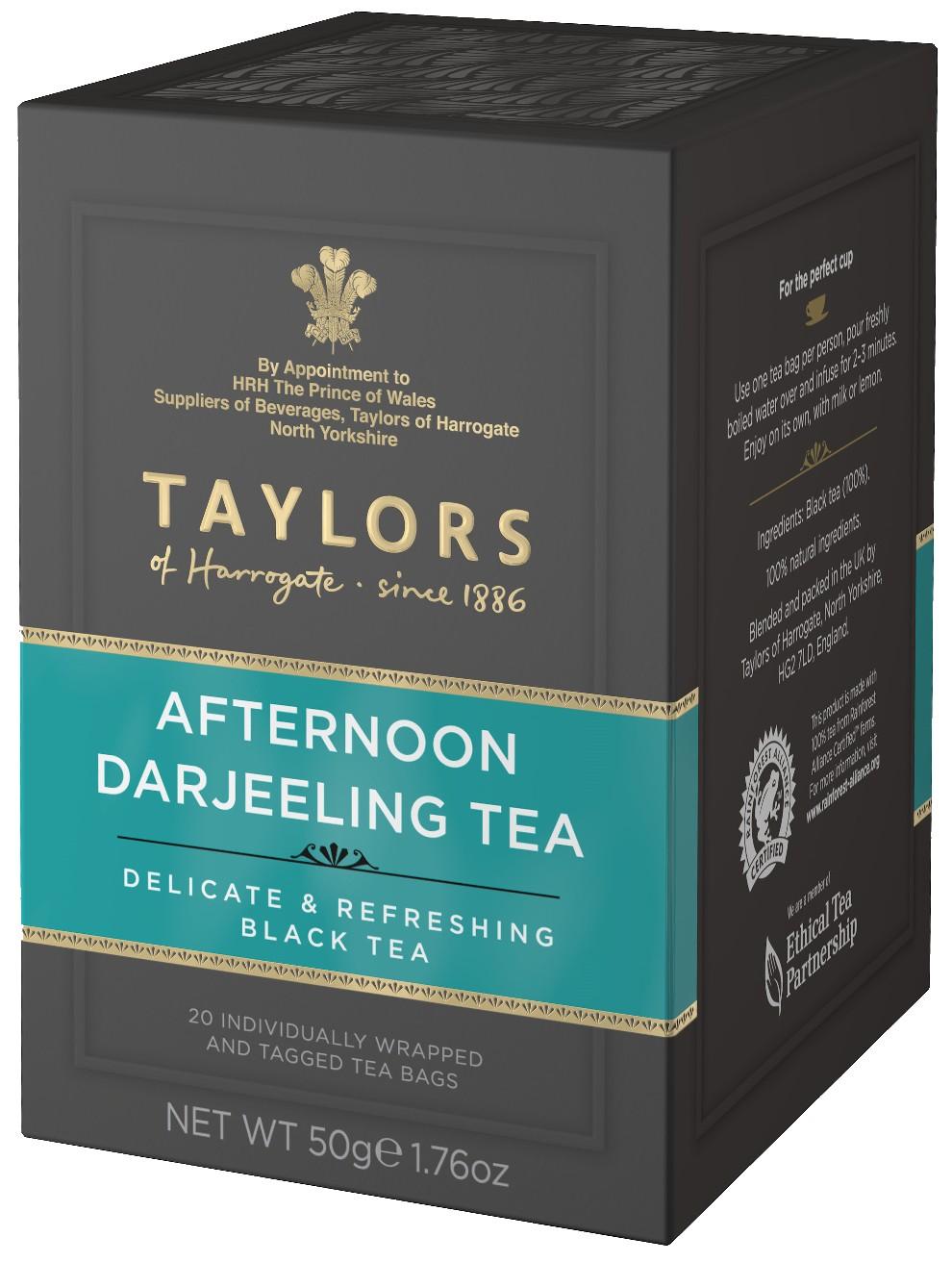Чай Taylors Дарджилинг-Полдник черный, 20 пакетов, 50 гр., картон