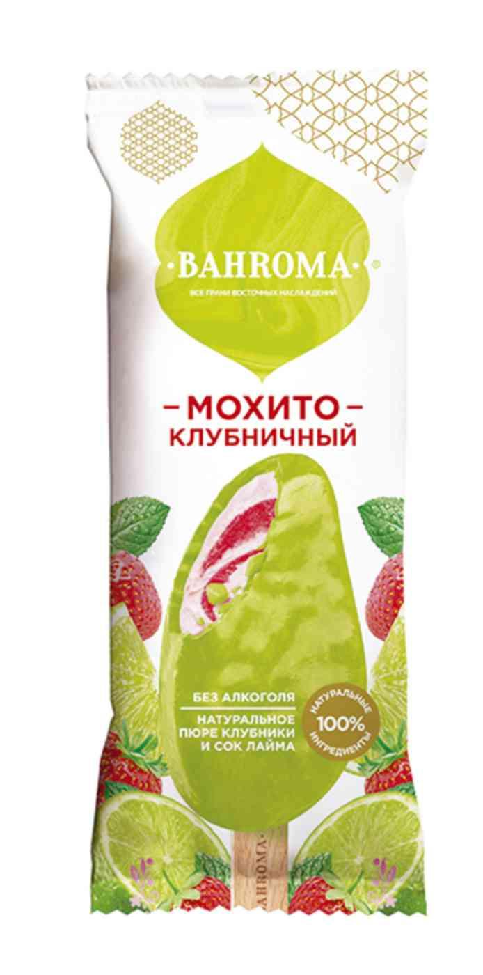 Мороженое эскимо Bahroma мохито клубничный 75 гр., флоу-пак