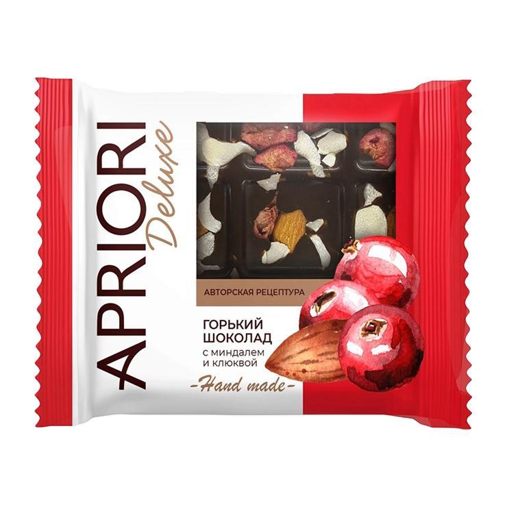 Шоколад Apriori Hand made горький миндаль клюква 50 гр., флоу-пак