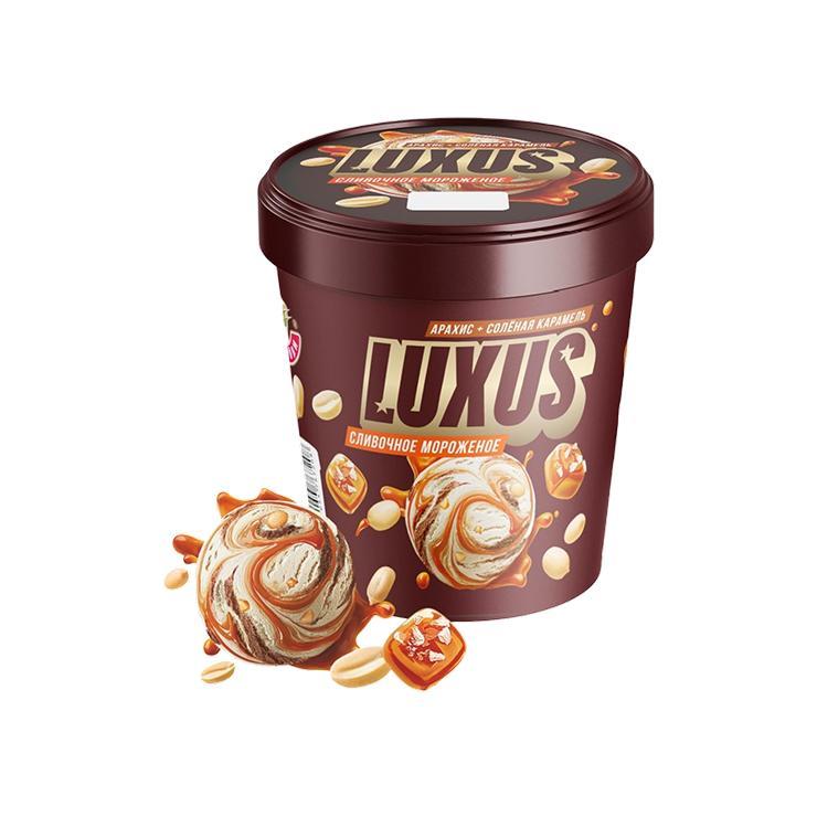 Мороженое Luxus арахис карамель нуга сливочное 300 гр., ведро