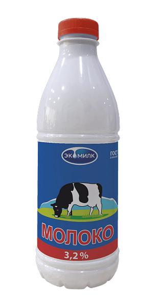 Молоко Экомилк пастеризованное 3,2% 930 гр., ПЭТ