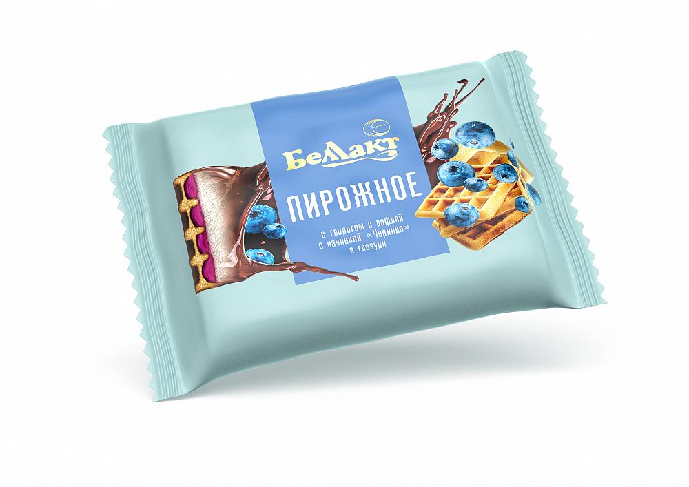 Пирожное Беллакт с творогом с вафлей Черника 100 гр., флоу-пак